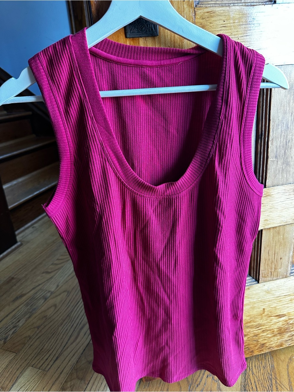 Women’s Ribbed Merino Tank Top - Fuchsia Pink